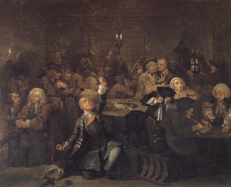 William Hogarth Prodigal son in the casino